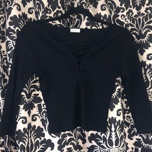 Black mid length sleeve top